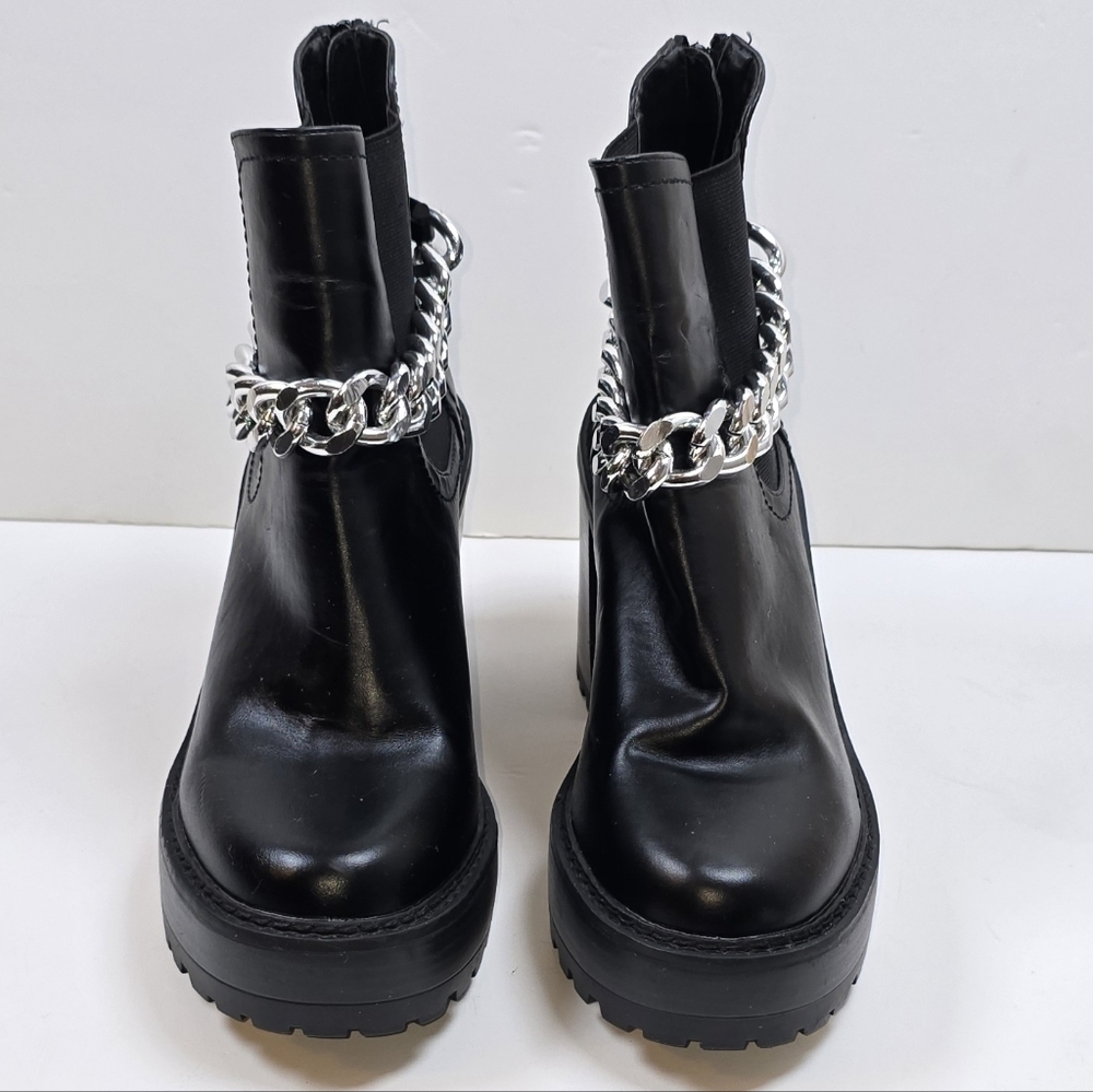 Madden Girl Chunky Platform Ankle Boots Chain Detail Lug Sole Size 9 Punk Goth - Picture 5 of 14